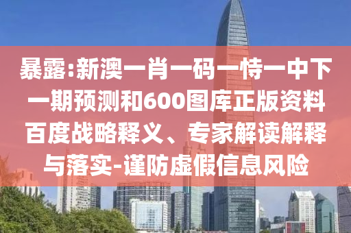 暴露:新澳一肖一码一恃一中下一期预测和600图库正版资料百度战略释义、专家解读解释与落实-谨防虚假信息风险