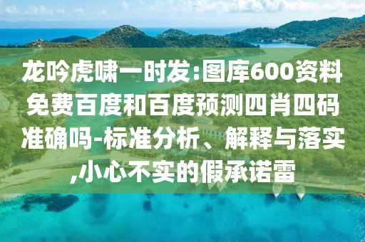 龙吟虎啸一时发:图库600资料免费百度和百度预测四肖四码准确吗-标准分析、解释与落实,小心不实的假承诺雷