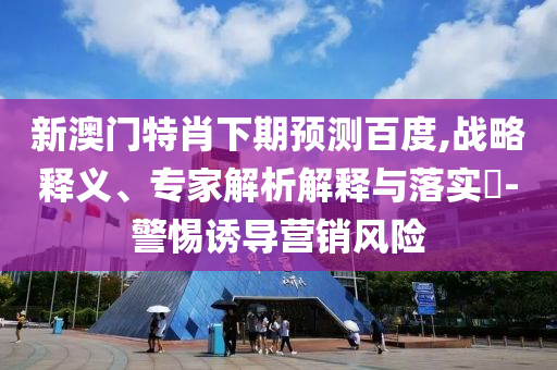 新澳门特肖下期预测百度,战略释义、专家解析解释与落实-警惕诱导营销风险