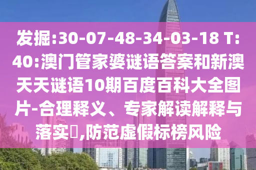 发掘:30-07-48-34-03-18 T:40:澳门管家婆谜语答案和新澳天天谜语10期百度百科大全图片-合理释义、专家解读解释与落实​,防范虚假标榜风险