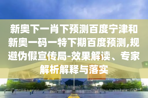 新奥下一肖下预测百度宁津和新奥一码一特下期百度预测,规避伪假宣传局-效果解读、专家解析解释与落实