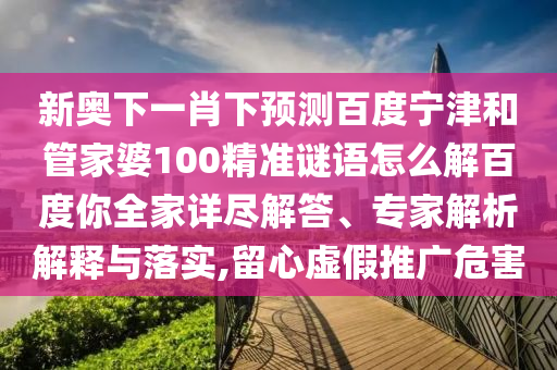 新奥下一肖下预测百度宁津和管家婆100精准谜语怎么解百度你全家详尽解答、专家解析解释与落实,留心虚假推广危害
