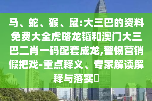 马、蛇、猴、鼠:大三巴的资料免费大全虎略龙韬和澳门大三巴二肖一码配套成龙,警惕营销假把戏-重点释义、专家解读解释与落实​