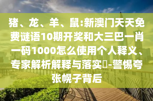 猪、龙、羊、鼠:新澳门天天免费谜语10期开奖和大三巴一肖一码1000怎么使用个人释义、专家解析解释与落实​-警惕夸张幌子背后