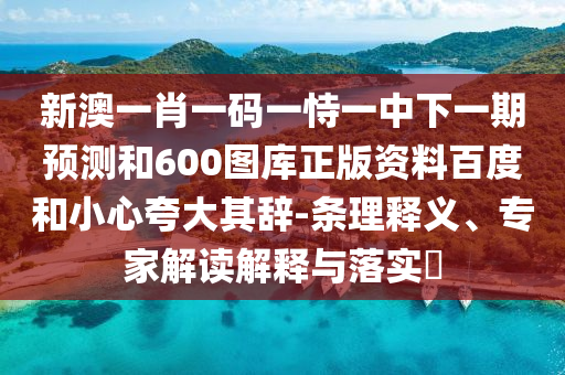 新澳一肖一码一恃一中下一期预测和600图库正版资料百度和小心夸大其辞-条理释义、专家解读解释与落实​