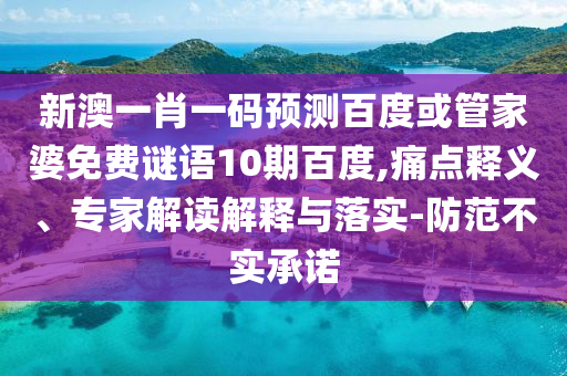 新澳一肖一码预测百度或管家婆免费谜语10期百度,痛点释义、专家解读解释与落实-防范不实承诺