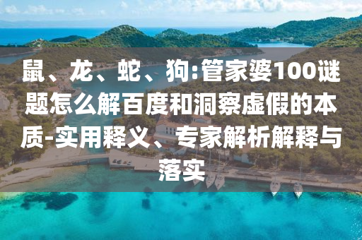 鼠、龙、蛇、狗:管家婆100谜题怎么解百度和洞察虚假的本质-实用释义、专家解析解释与落实