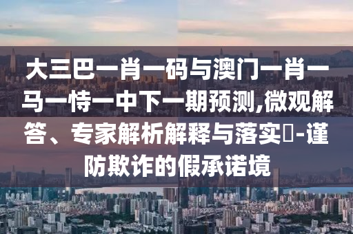 大三巴一肖一码与澳门一肖一马一恃一中下一期预测,微观解答、专家解析解释与落实​-谨防欺诈的假承诺境