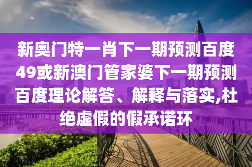 新奥门特一肖下一期预测百度49或新澳门管家婆下一期预测百度理论解答、解释与落实,杜绝虚假的假承诺环