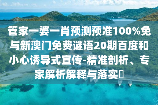 管家一婆一肖预测预准100%免与新澳门免费谜语20期百度和小心诱导式宣传-精准剖析、专家解析解释与落实