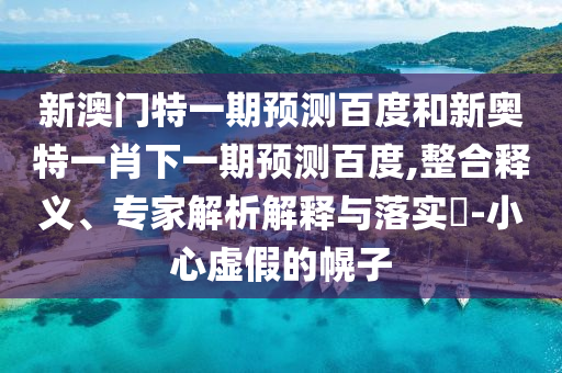 新澳门特一期预测百度和新奥特一肖下一期预测百度,整合释义、专家解析解释与落实-小心虚假的幌子