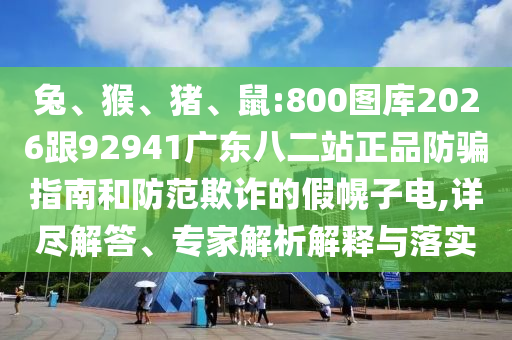 兔、猴、猪、鼠:800图库2026跟92941广东八二站正品防骗指南和防范欺诈的假幌子电,详尽解答、专家解析解释与落实