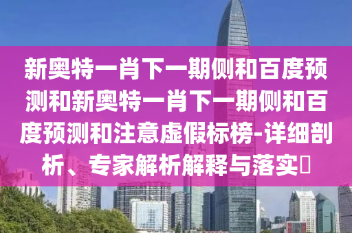 新奥特一肖下一期侧和百度预测和新奥特一肖下一期侧和百度预测和注意虚假标榜-详细剖析、专家解析解释与落实​