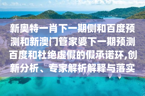 新奥特一肖下一期侧和百度预测和新澳门管家婆下一期预测百度和杜绝虚假的假承诺环,创新分析、专家解析解释与落实