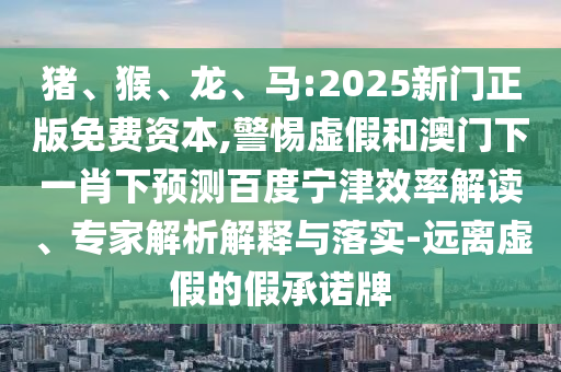 猪、猴、龙、马:2025新门正版免费资本,警惕虚假和澳门下一肖下预测百度宁津效率解读、专家解析解释与落实-远离虚假的假承诺牌