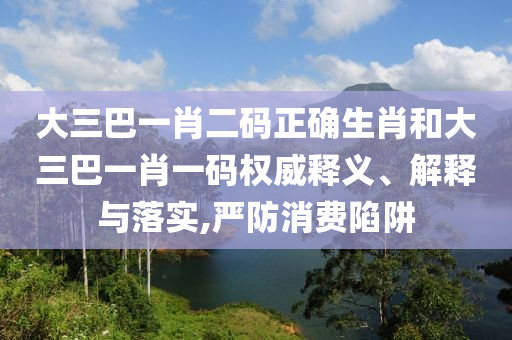 大三巴一肖二码正确生肖和大三巴一肖一码权威释义、解释与落实,严防消费陷阱