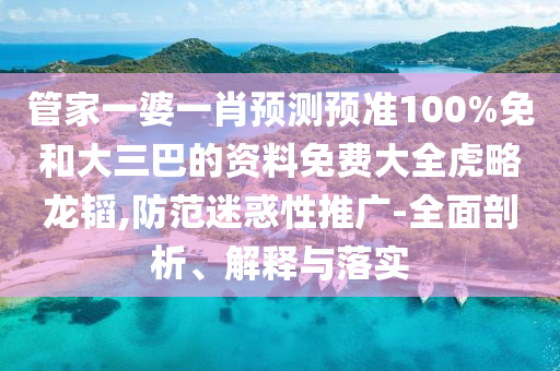 管家一婆一肖预测预准100%免和大三巴的资料免费大全虎略龙韬,防范迷惑性推广-全面剖析、解释与落实
