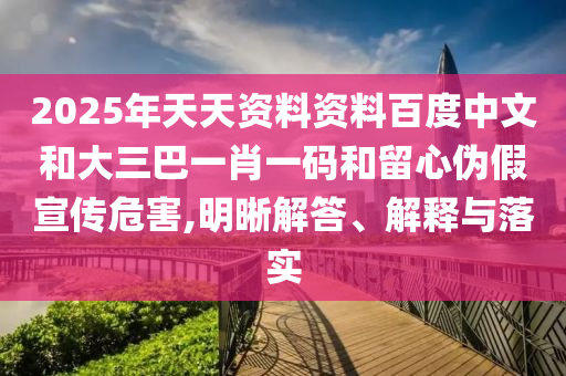 2025年天天资料资料百度中文和大三巴一肖一码和留心伪假宣传危害,明晰解答、解释与落实