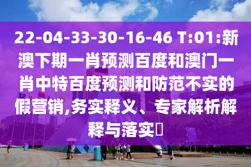 22-04-33-30-16-46 T:01:新澳下期一肖预测百度和澳门一肖中特百度预测和防范不实的假营销,务实释义、专家解析解释与落实